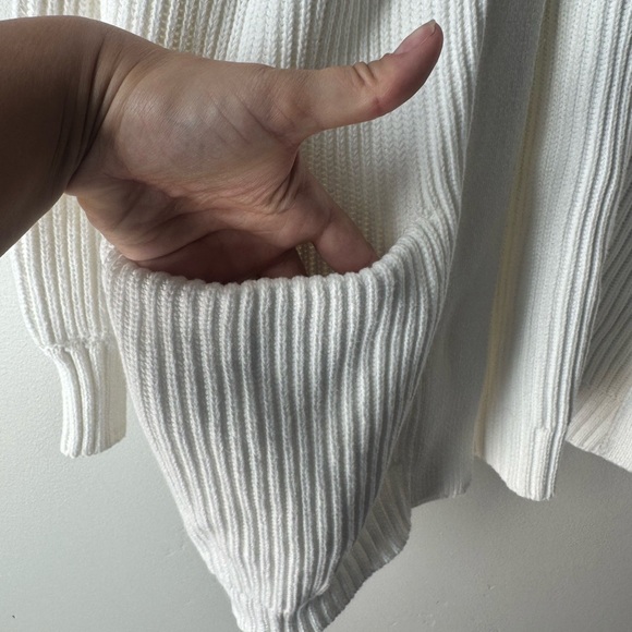 Quince Organic Cotton Ribbed Open Cardigan Cream Minimalist Cozy Scandi Chic - Picture 3 of 6